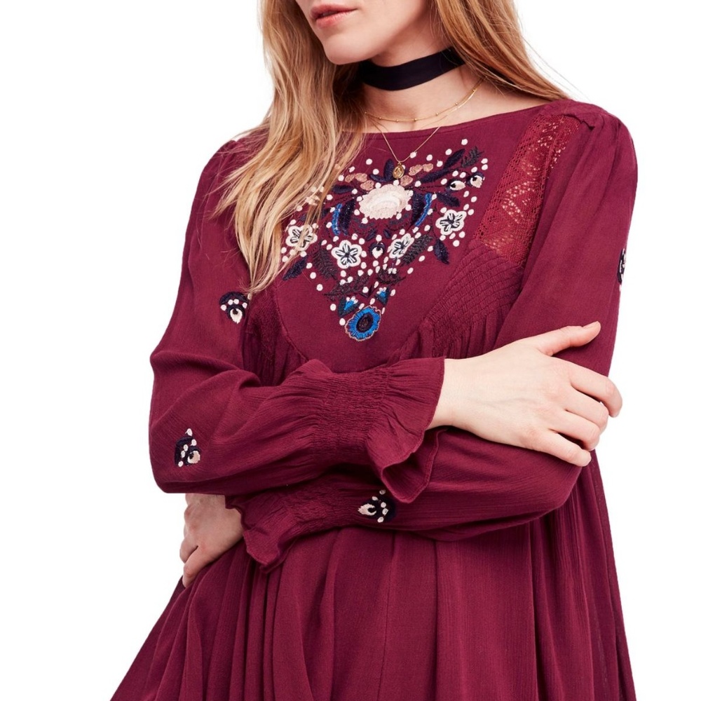 Free People Mohave Embroidered Purple Floral Dress - Picture 4 of 8